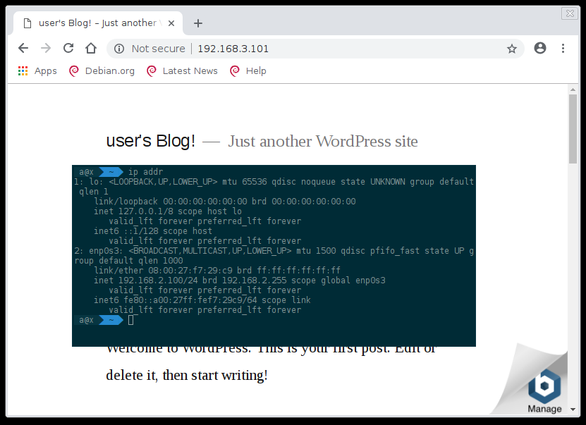 Admins can hit the wordpress site.