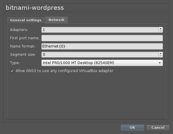 Ensure GNS3 can manage all 4 VM's network interfaces.