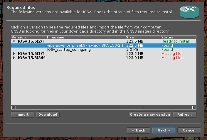 The mythological import dialog.